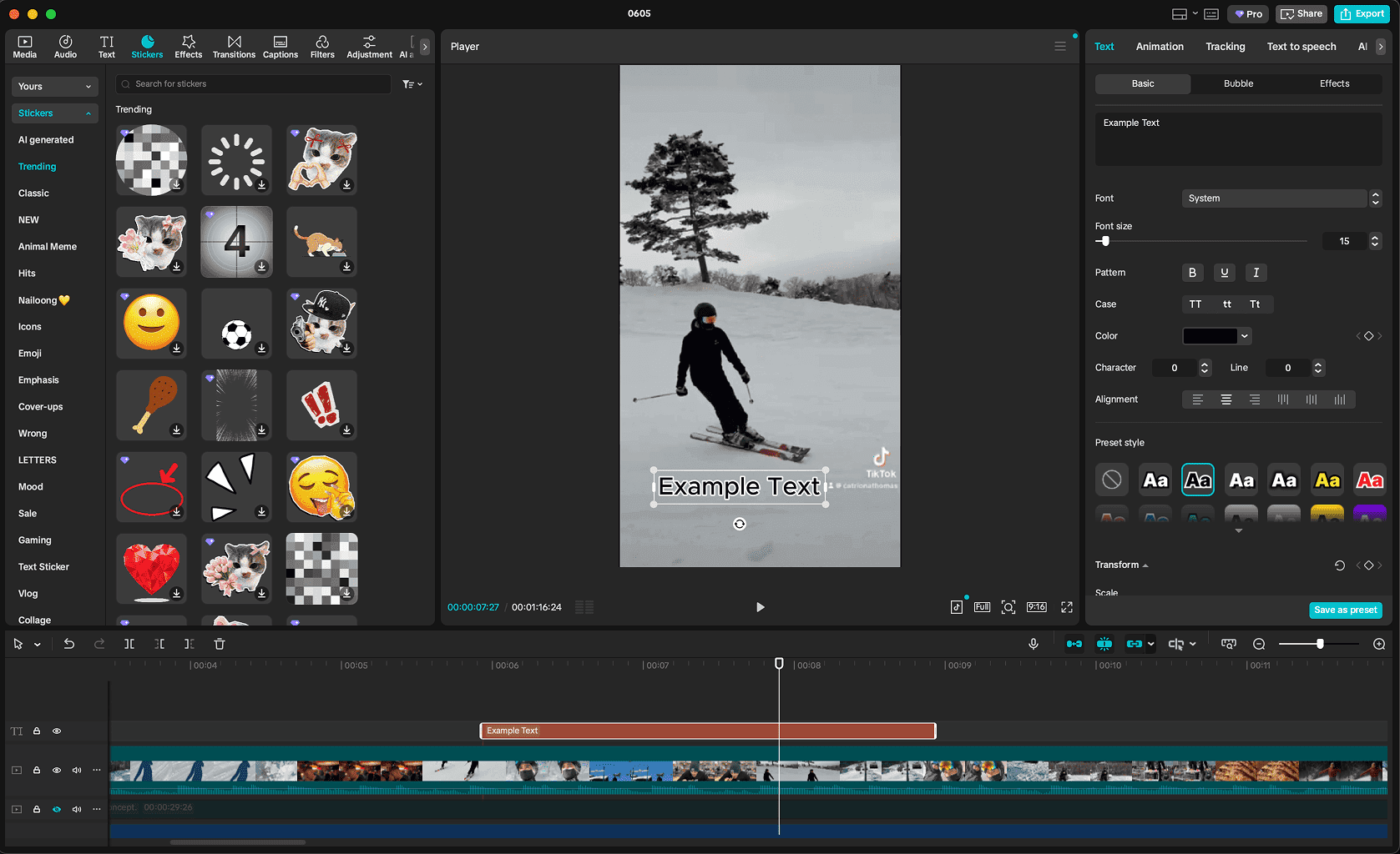 CapCut workspace